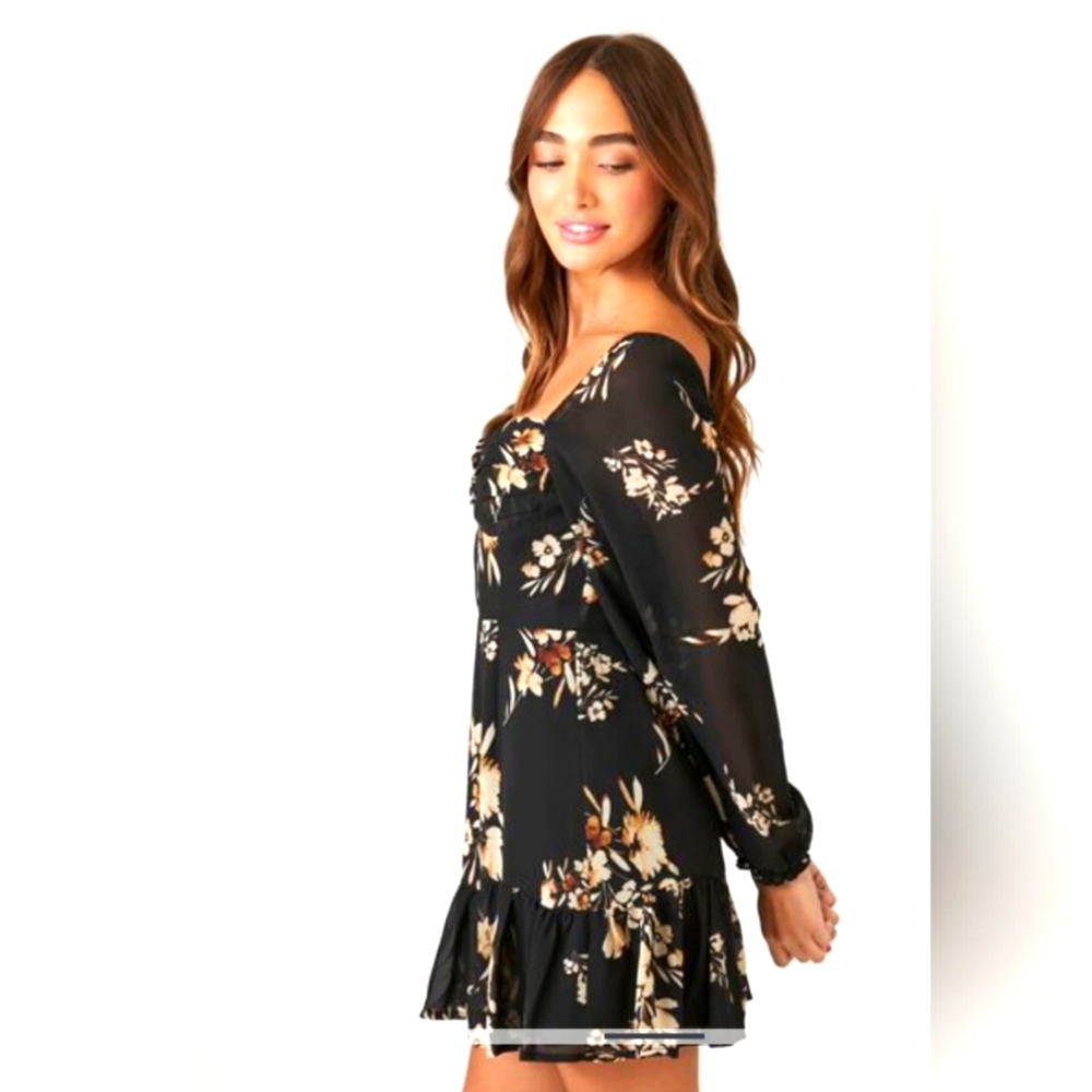 Chiffon Floral Print Mini Dress